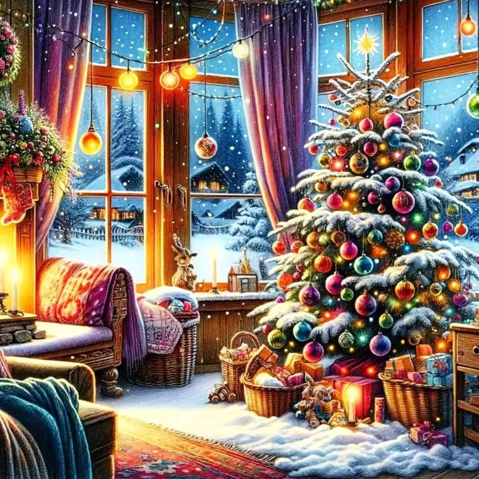 5D DIY Diamond Painting Christmas  Cozy Winter Scene Rhinestone