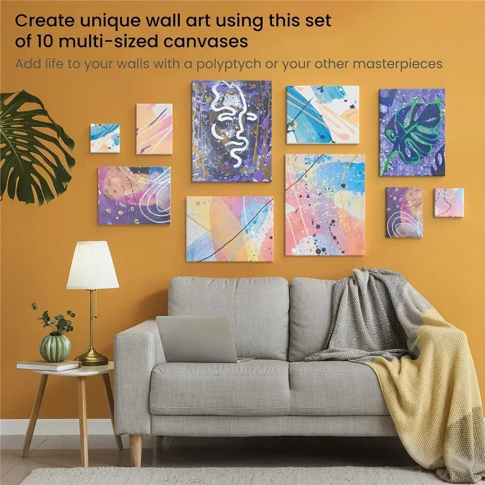 4pcs/pack Professional Stretched Canvas Primed White 100% Cotton