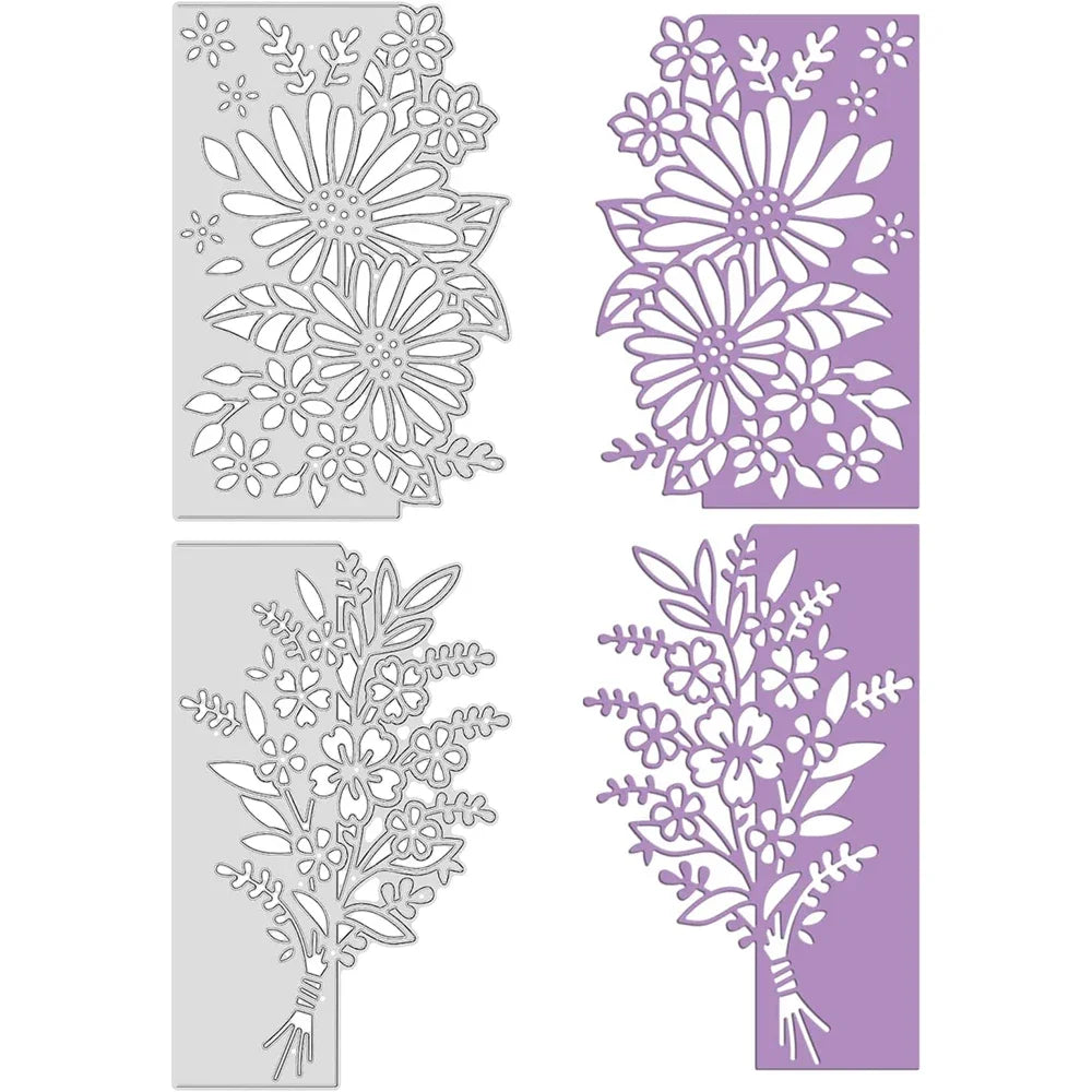 1-2pcs Daisy and Cherry Blossom Edge Border Metal Cutting Dies Stencils