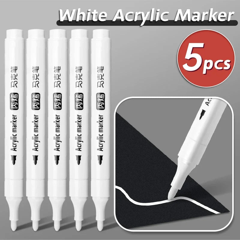 5pcs White Acrylic Marker,