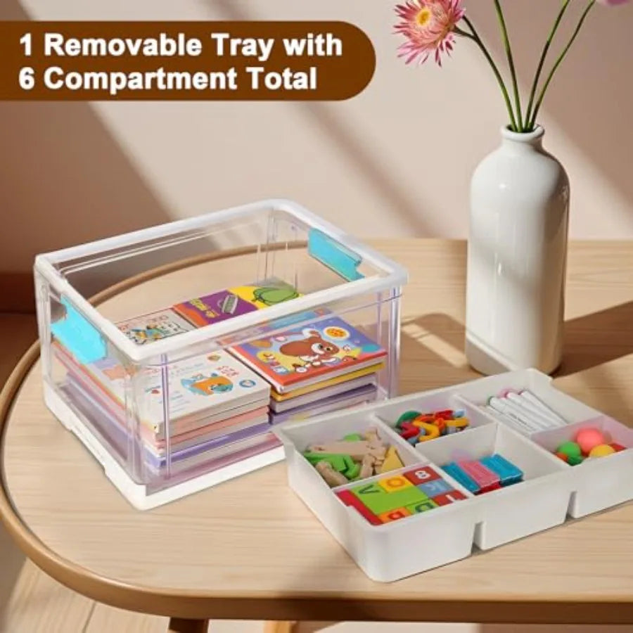 24QT Large Plastic Craft Organizers and Removable Tray and dividers