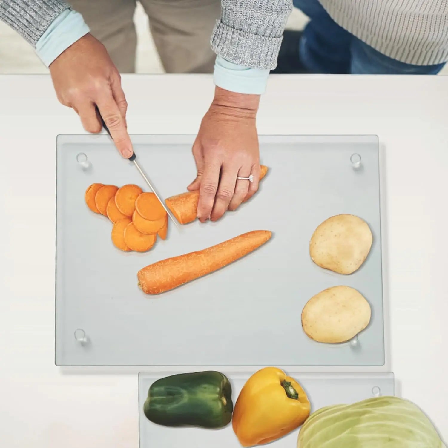 Tempered Glass Cutting Board Set, 2-Piece