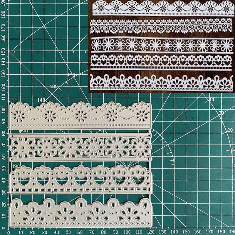 Colorful Lace Wave Metal Cut Dies Stencils for scrapbooking, card making