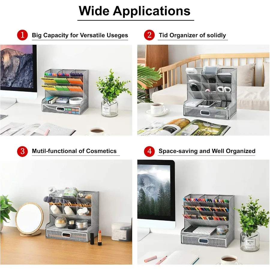 Larger Mesh Desk Organizer silver frame