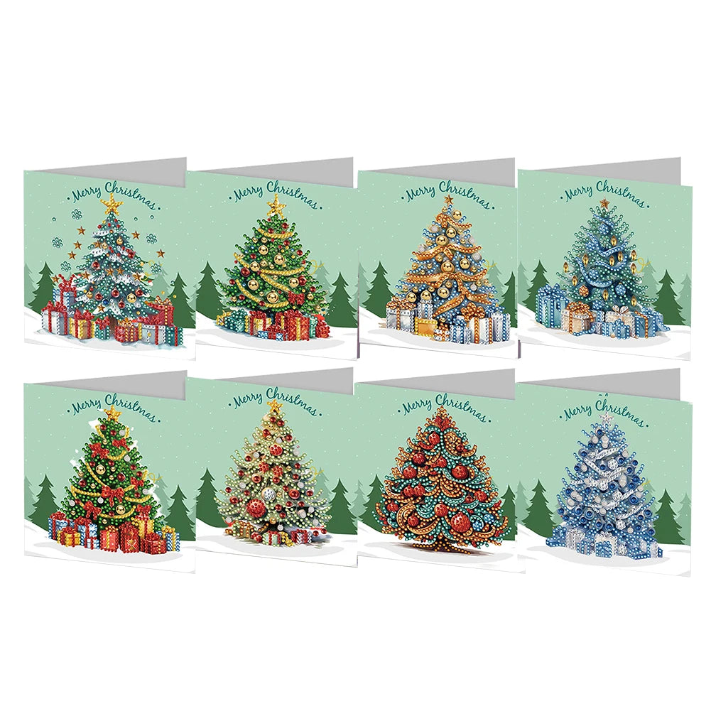 6/12pc DIY Diamond Painting Kits Greeting Card New 2024 Christmas Festival Card Diamond Daily Wish Card Gifts for Family Friends