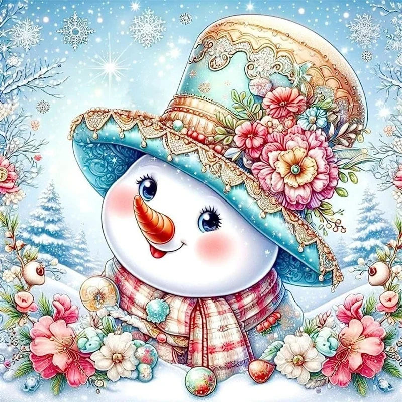 Huacan DIY Embroidery Santa Claus Complete Kit 5D Cross Stitch Landscape Snowman Winter Unique Christmas Gift Modern Home Decor