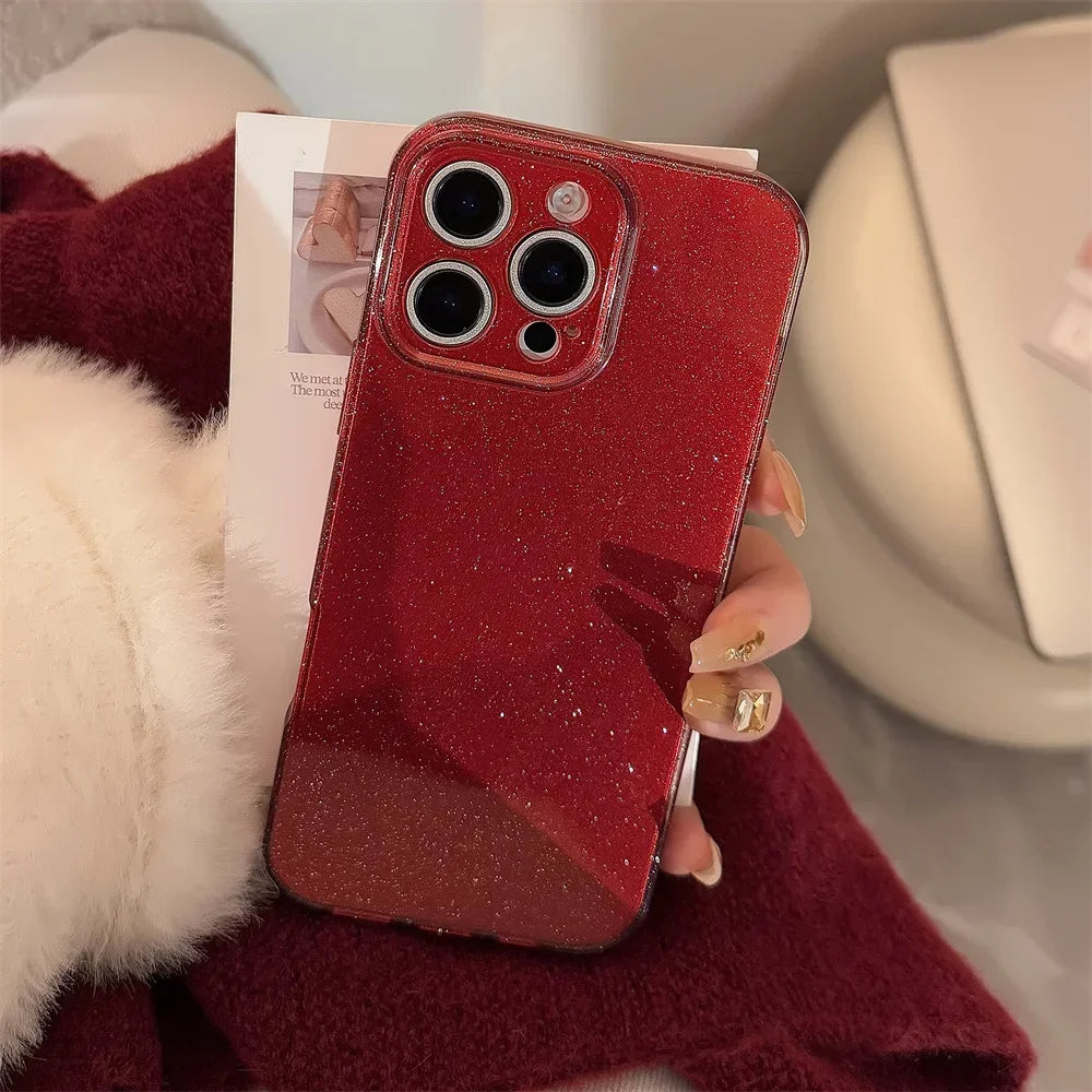 Fashion Glitter Soft Silicone Bling Case for iPhone Red  Ultra Slim Shockproof