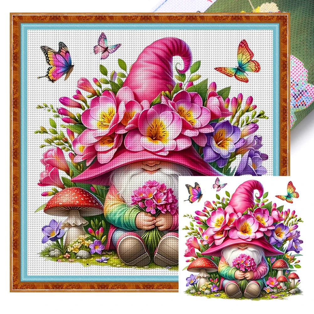Full Embroidery cotton Thread 11CT Printed Gnome Cross Stitch Kit
