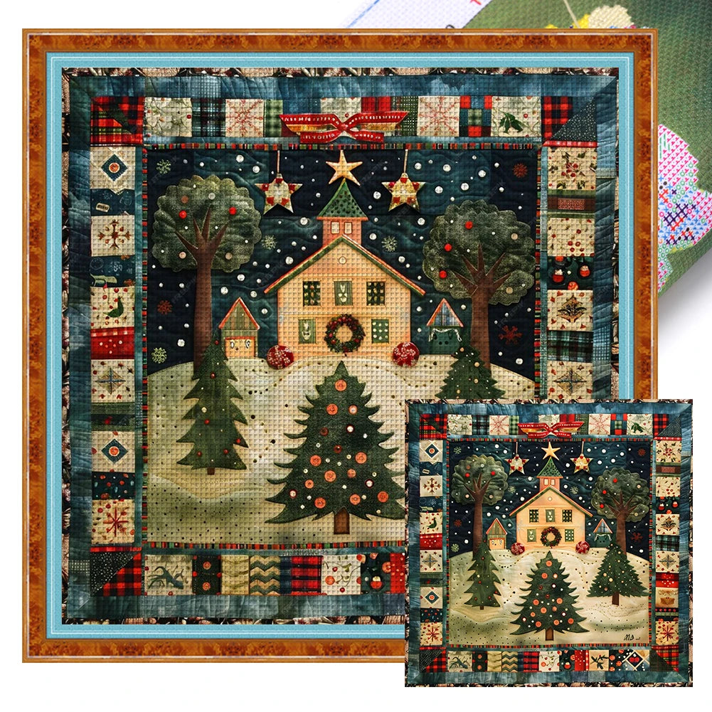 Xmas Printed Cross Stitch Kit 40x40cm  14CT Thread
