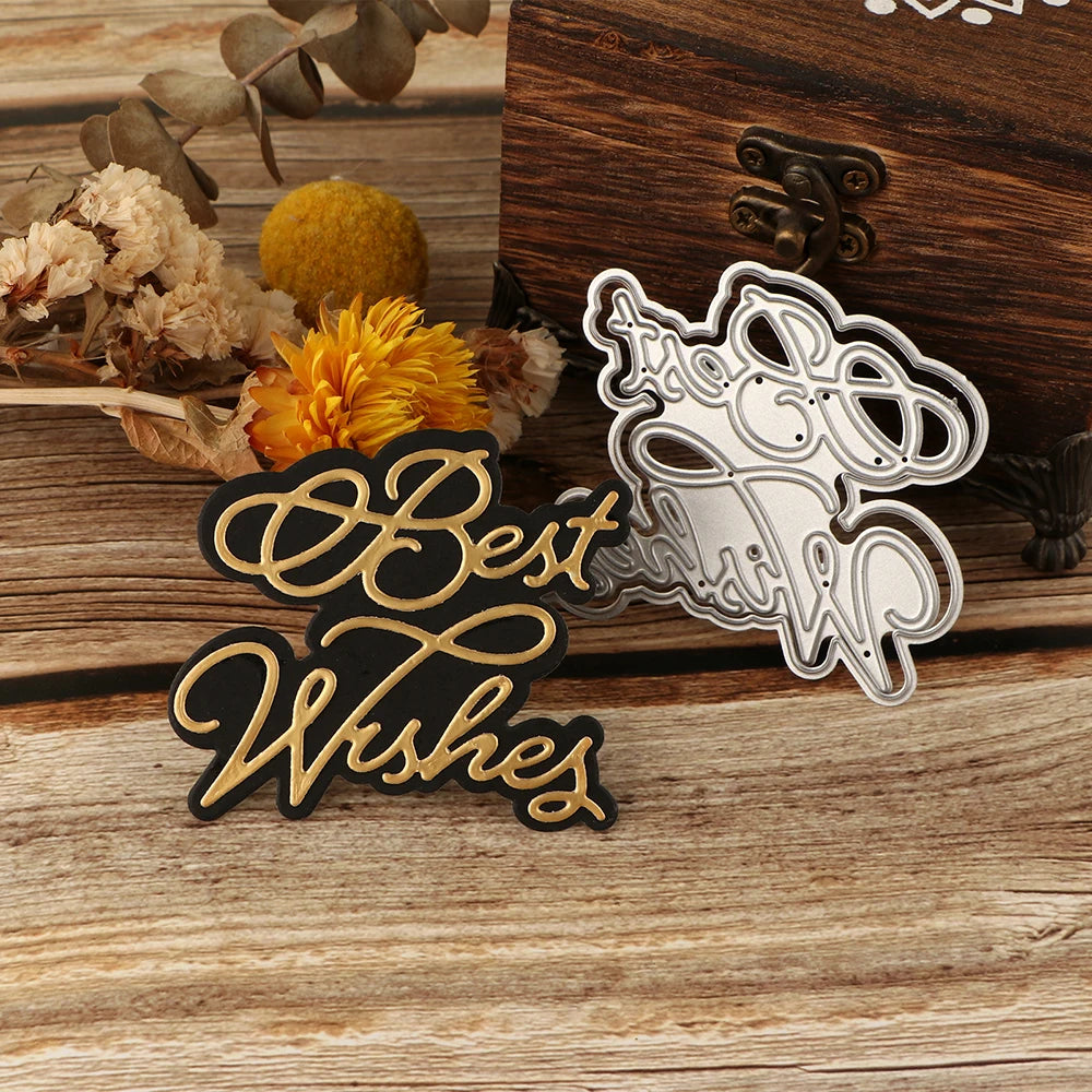 Happy Festive Birthday Wishes Metal Cutting Dies Sentiments Words Diecut Set For DIY Scrarpbooking Paper Crafts Cards Making New
