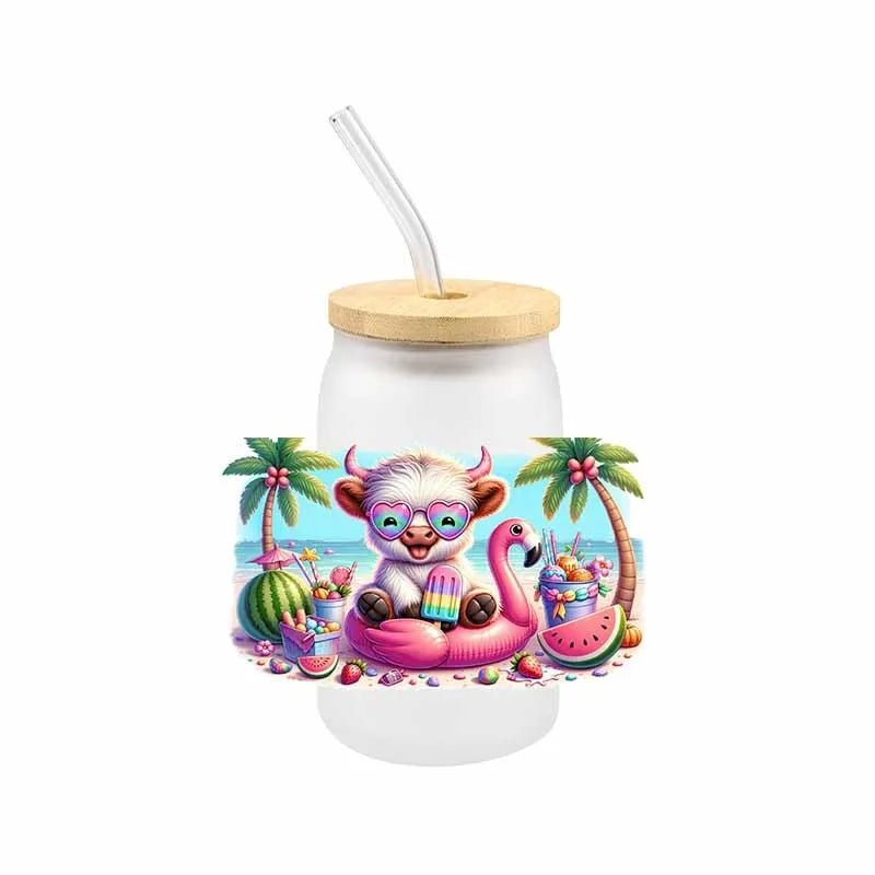 Cartoon Cow UV DTF Transfer Sticker Wraps   Waterproof Scratch Resistant Decals 3D