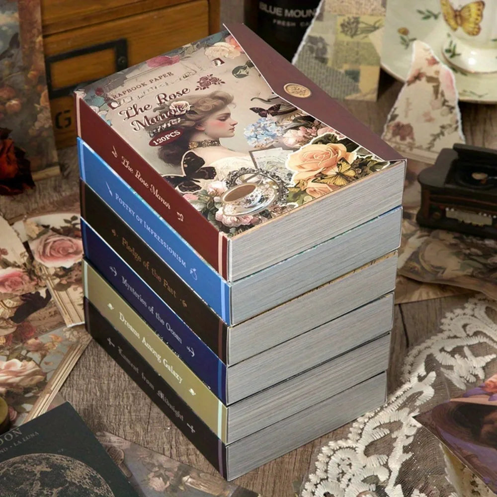 6 Sets Poetry of Nature Vintage Scrapbook Paper DIY Decorative Collage Background Pages, for Artistic Crafting