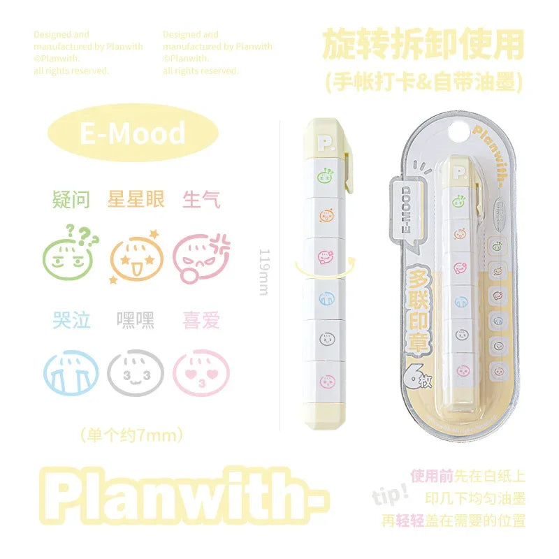Stamp Set Pen Shape Detachable Ink Stamps