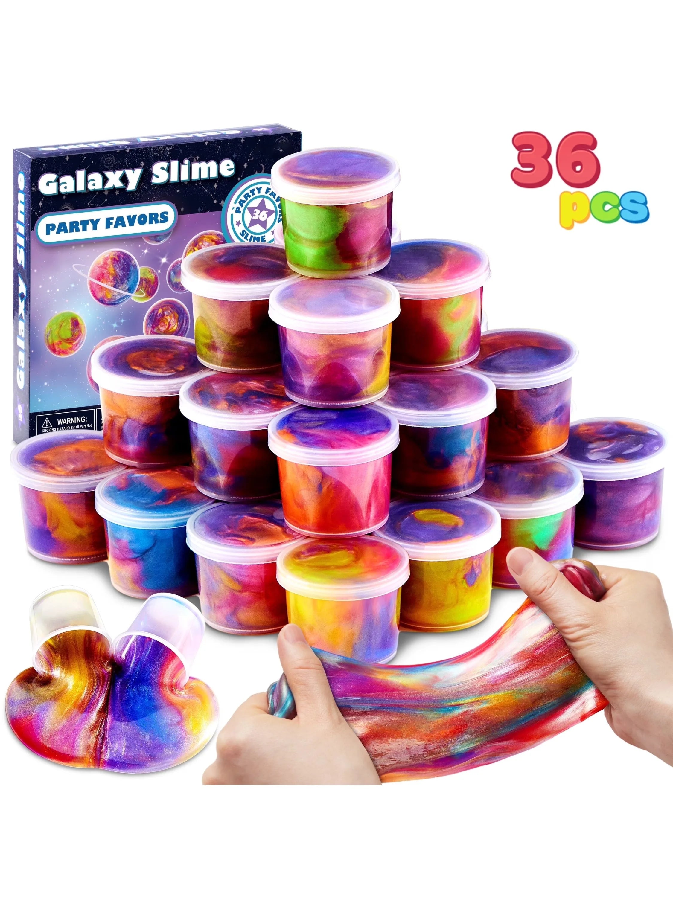 Joyfy 36 Pcs Galaxy Slime Cup Party Favors Stretchy Non-Sticky Safe for Classroom Reward Birthday Party Supplies