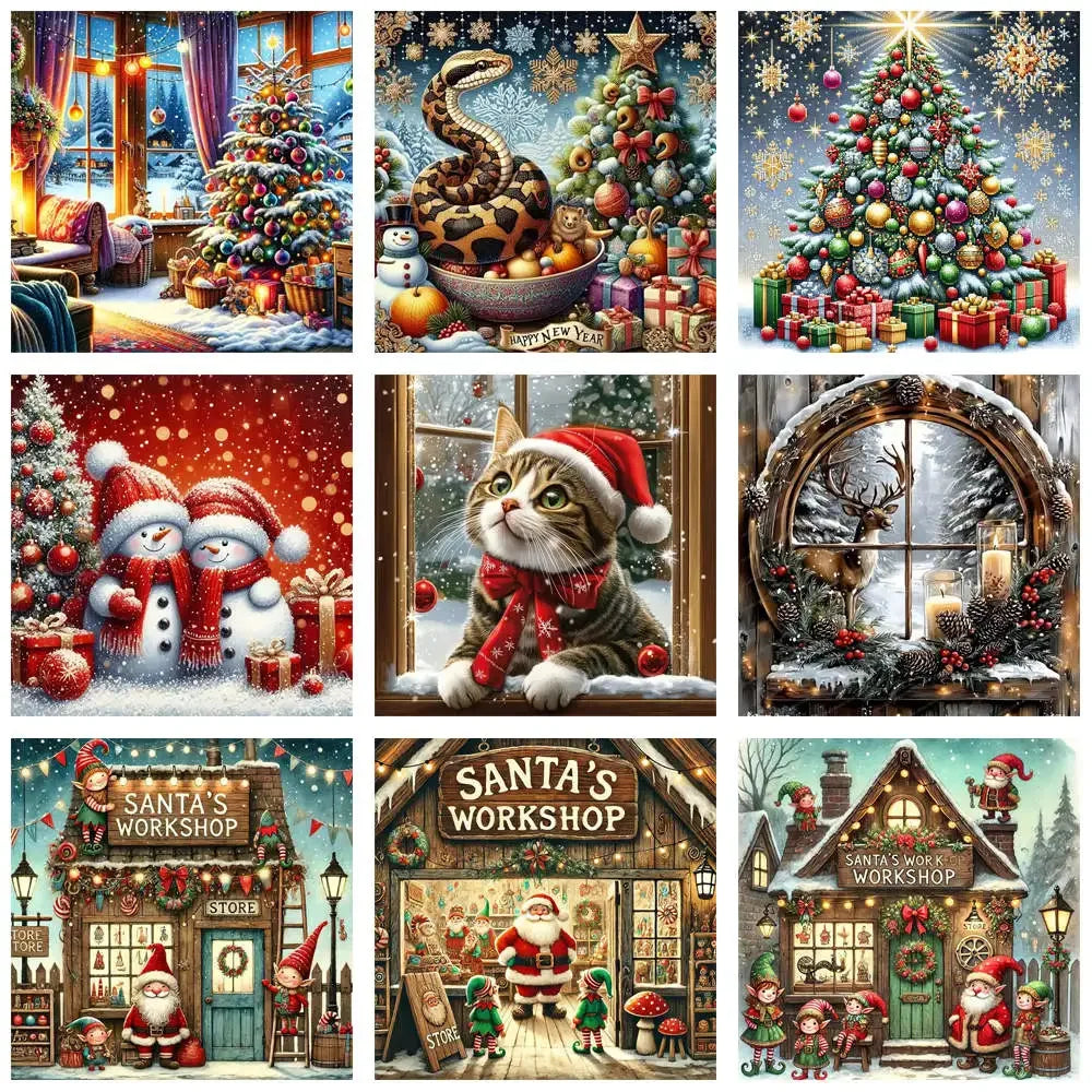 5D DIY Diamond Painting Christmas  Cozy Winter Scene Rhinestone