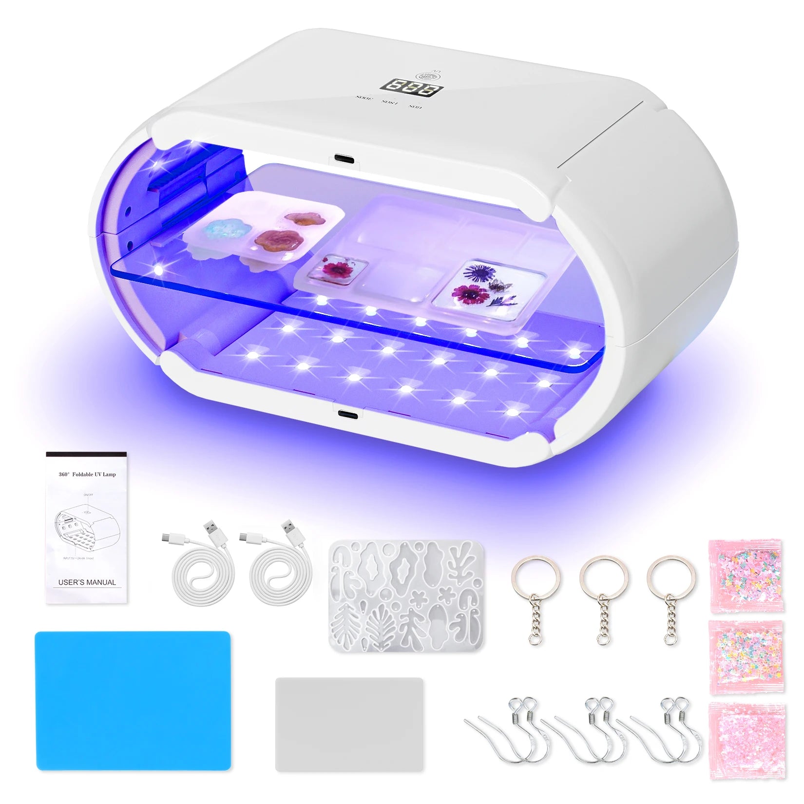 Double Sided UV Lamp for Resin Curing Foldable Portable