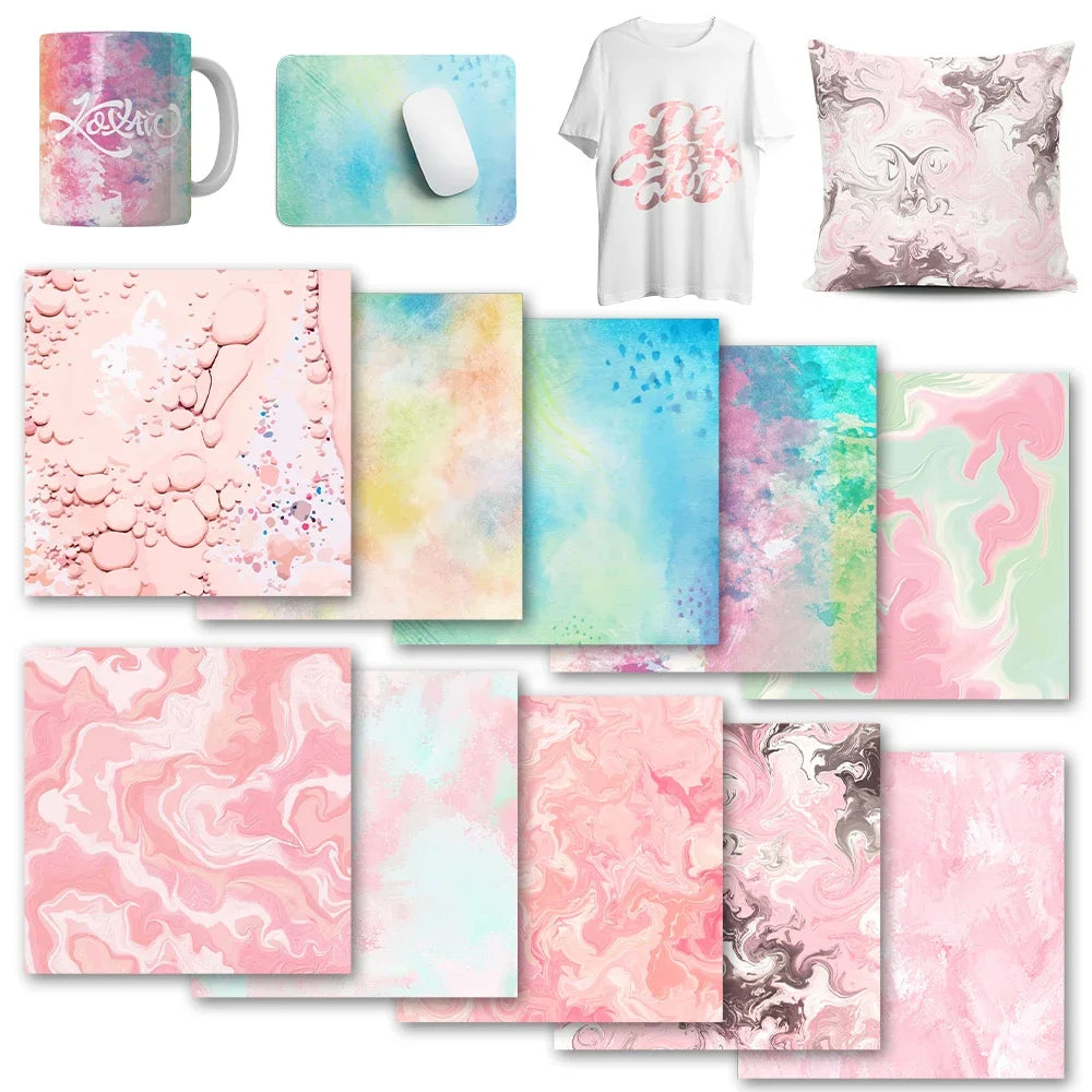 Transfer Vinyl Paper Ink 12x12" Watercolor Sublimation Transfer Paper for Coasters Mugs for Mugs Press Joy DIY