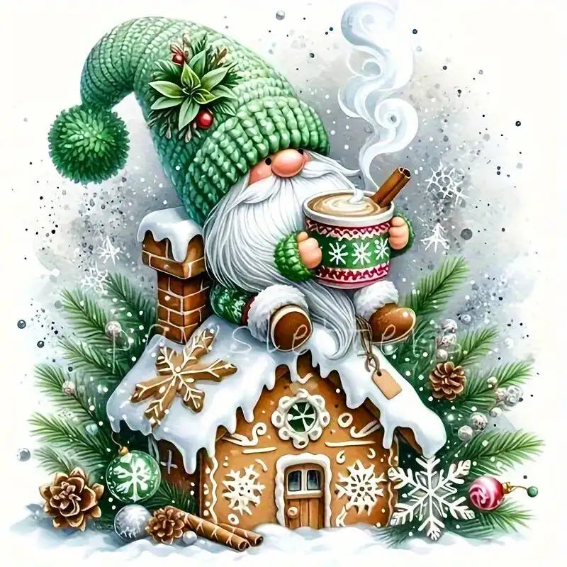 Santa Claus Cross Kit Christmas House Embroidery Printed Canvas