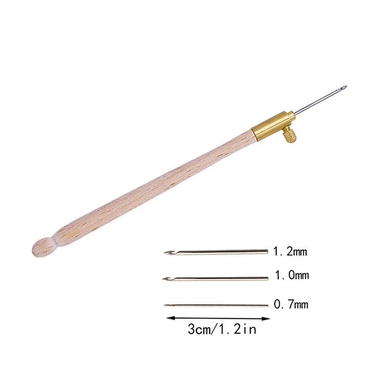 1set Embroidery Tambour Hook With 3 Needles Metal Pen Embroidery needle