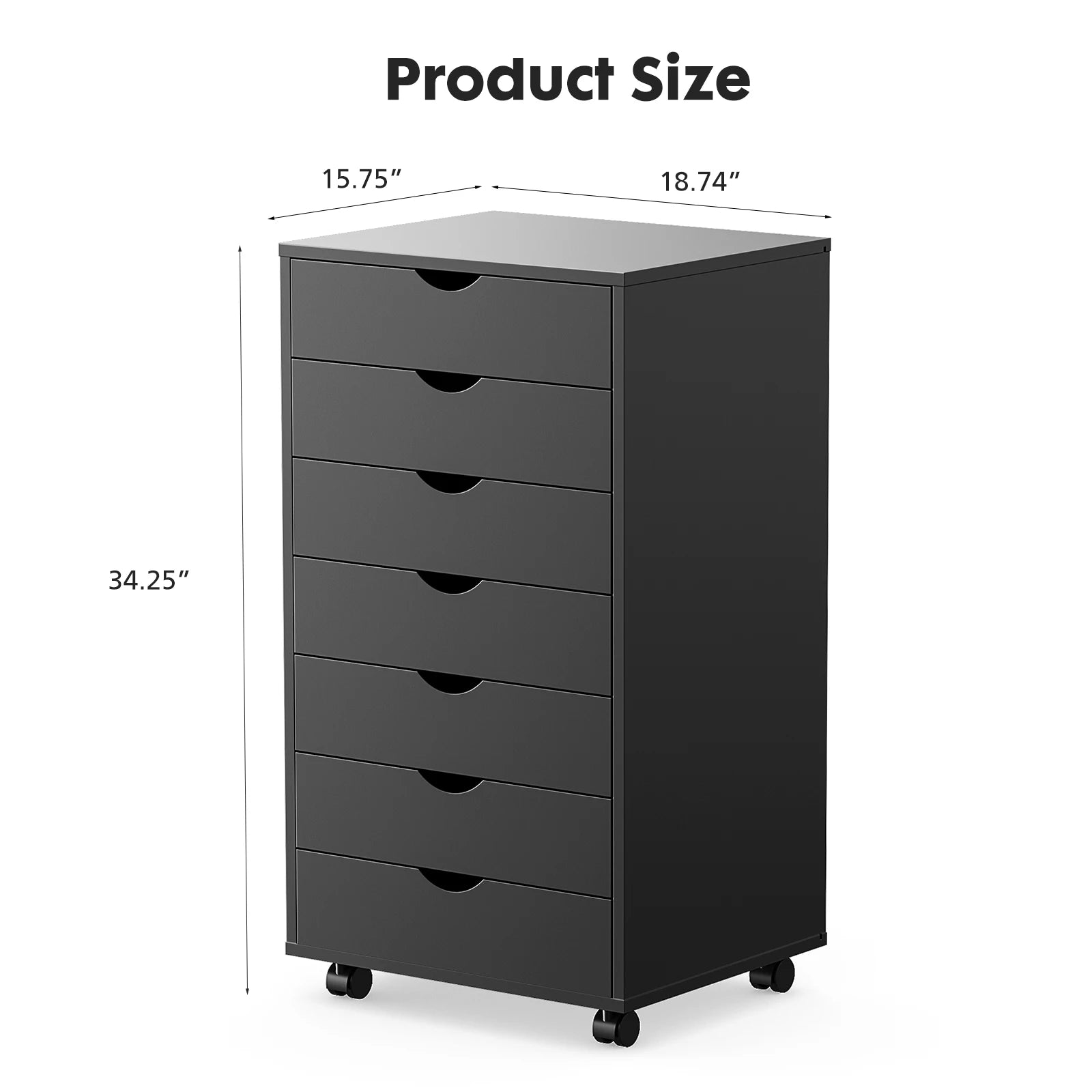 JHK 7 Drawer Storage Cabinet Wooden File cabinet with Wheels