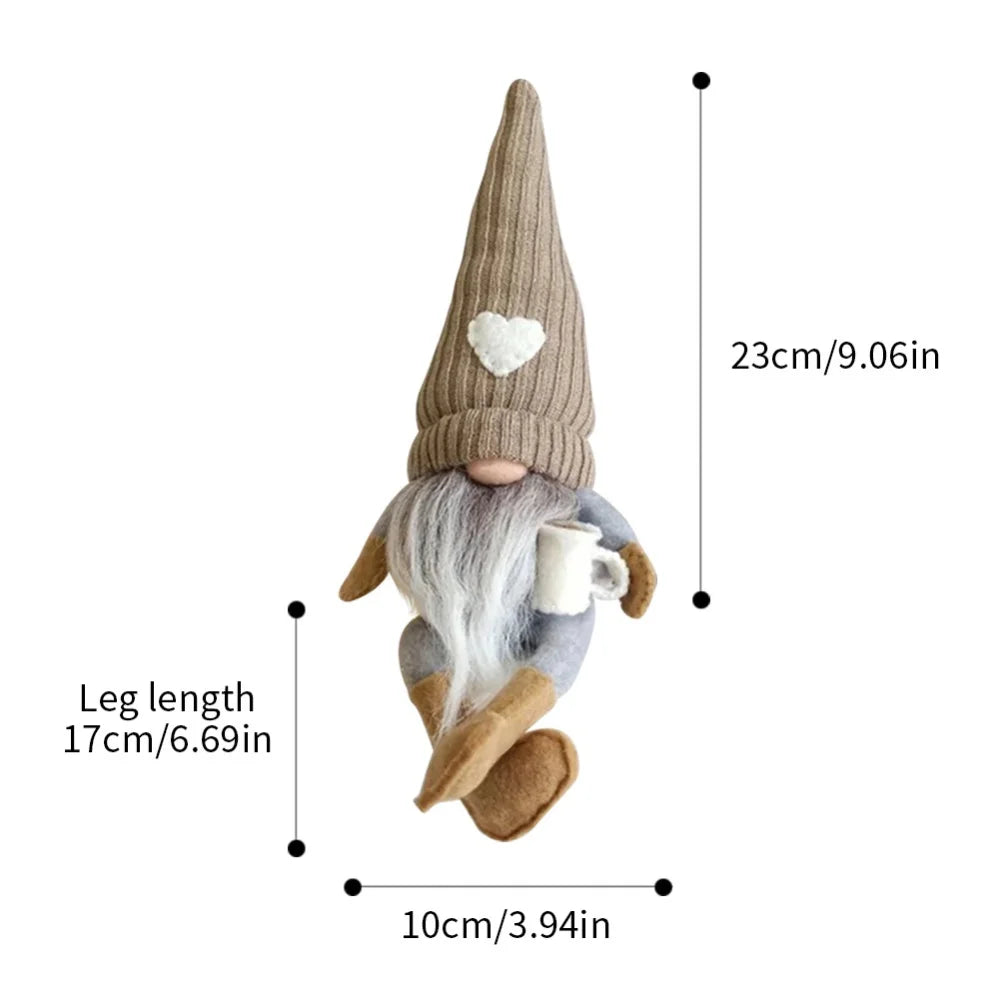 Cute Plush Coffee Gnome Dolls Knitted Faceless Doll Gnome Figurine
