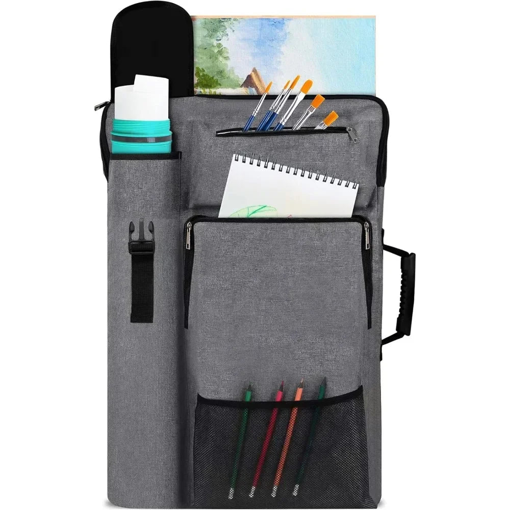 18 X 24, art portfolio with art backpack and tote bag, medium art case size (gray).
