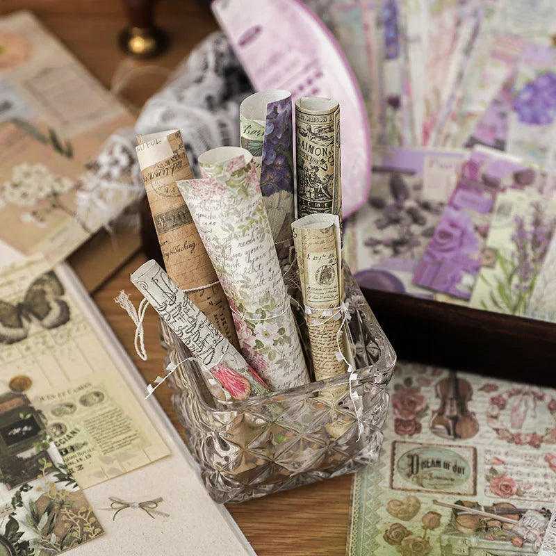 100Pcs/Pack Past Stories Vintage Series Scrapbooking Material Paper Journal Collage