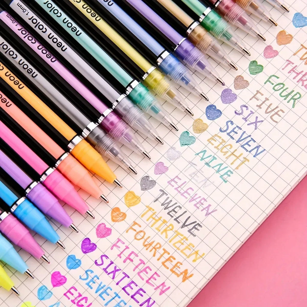 48-Color Sparkle Gel Pen Set with Fine 1.0mm Tip - Vibrant Glitter & Metallic Pens for Journaling, Bullet Planning, Scrapbooking