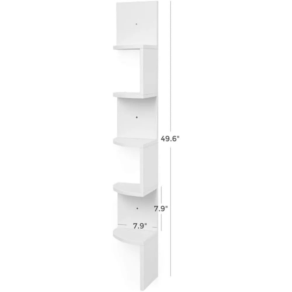 5-Tier Floating Corner Shelf, Wall Mounted Storage
