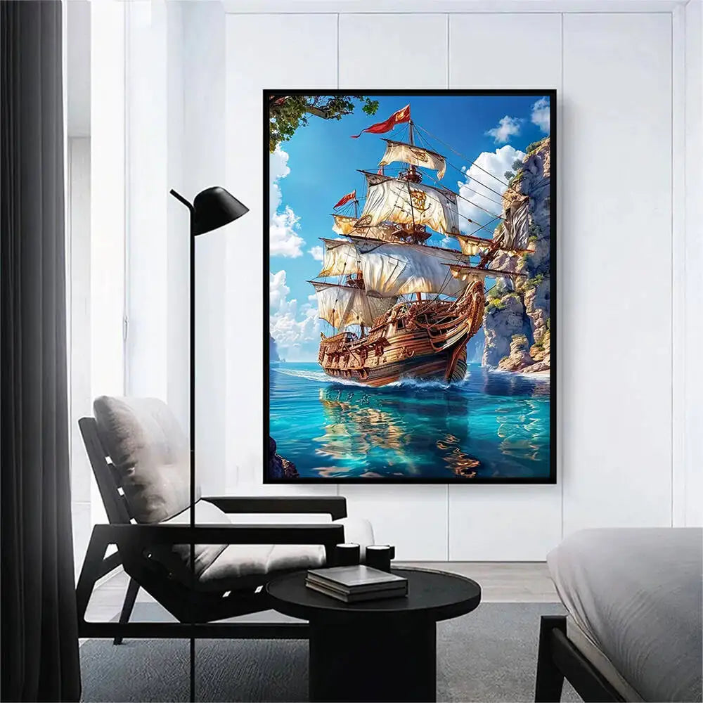 Momoart Diamond Mosaic Boat Landscape  Diamond Painting kit
