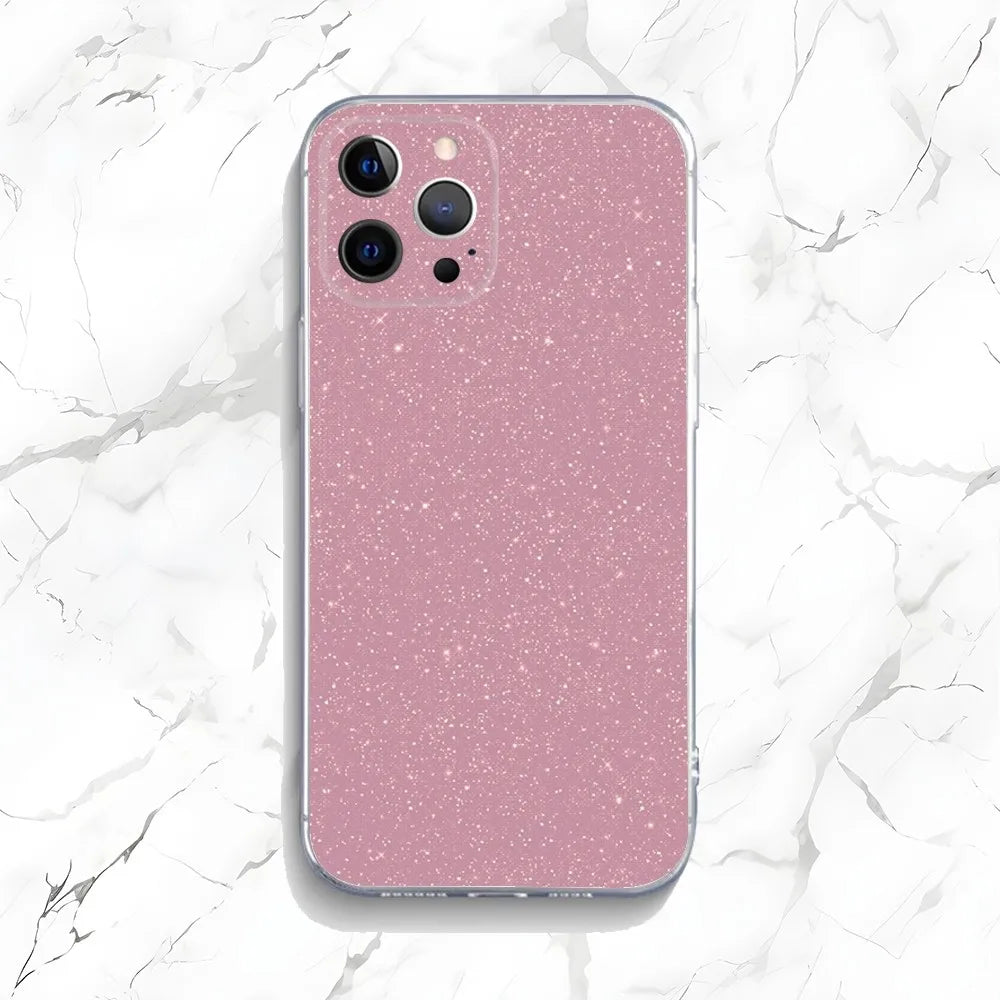 Pink Glitter Pattern Phone Case For iPhone 16,15,14,13,12,11 Plus,Pro,Max,XR,XS,X,7,8 Plus,SE,Mini Transparent Shell