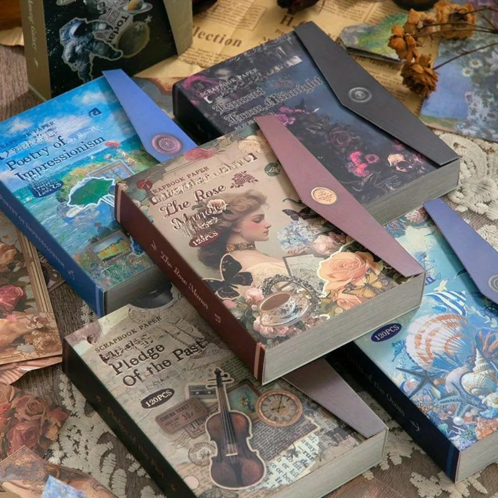 6 Sets Poetry of Nature Vintage Scrapbook Paper DIY Decorative Collage Background Pages, for Artistic Crafting