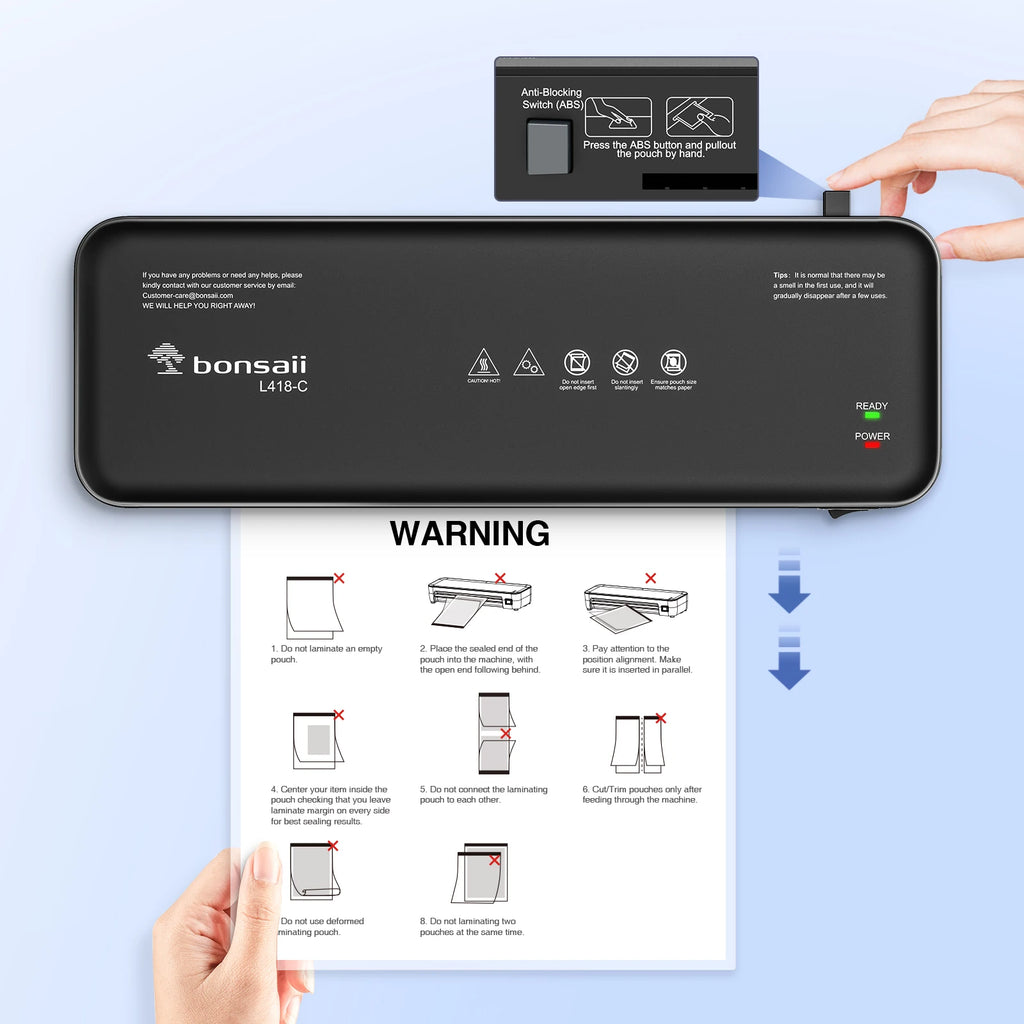 Bonsaii 9-Inch Thermal Laminator with Never Jam Tech for Docs, Posters, Photos