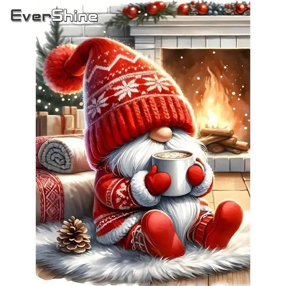 Full Square Round Diamond painting Santa Claus Diamond Mosaic Dwarf