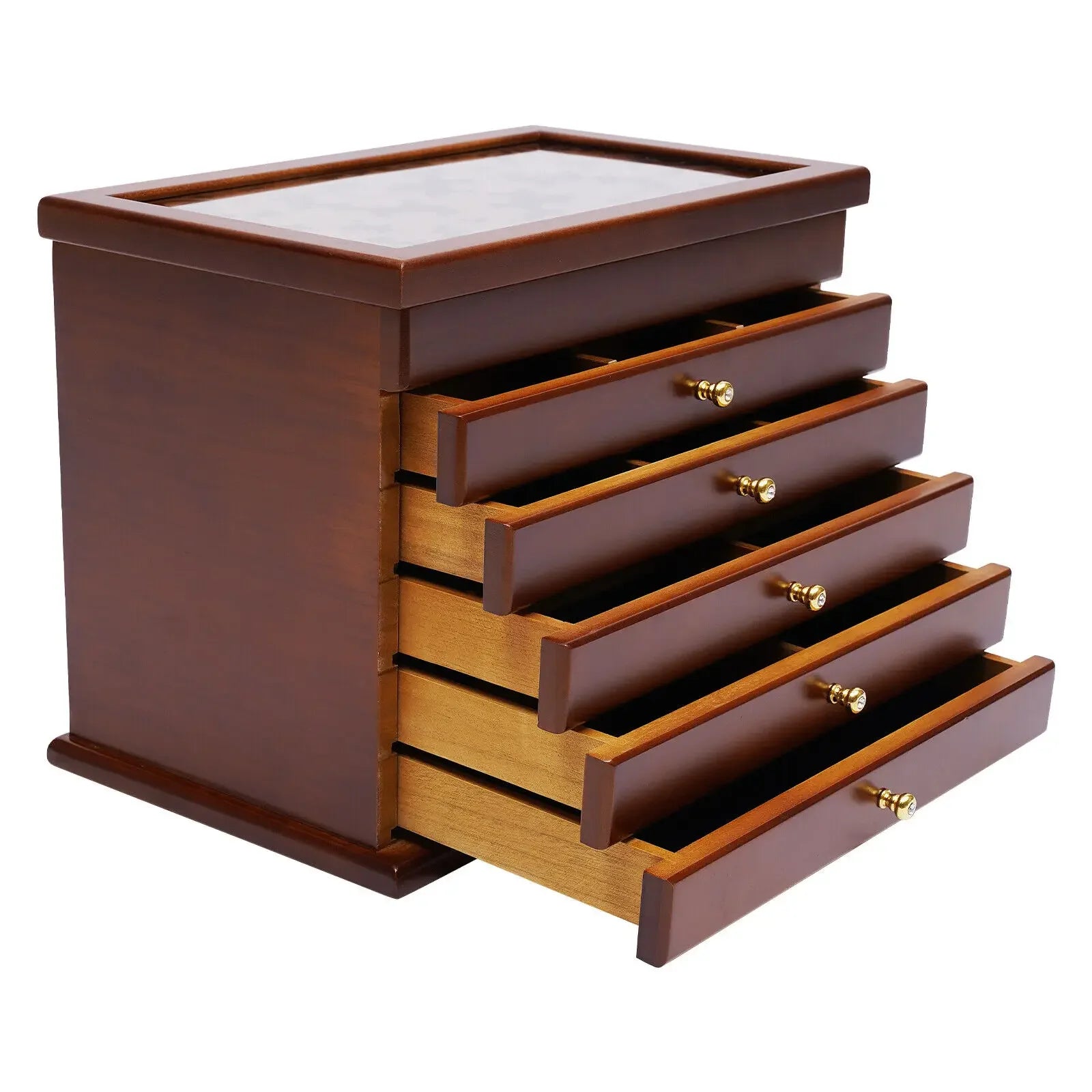 6-Tier Vintage Wooden Jewelry Storage Box