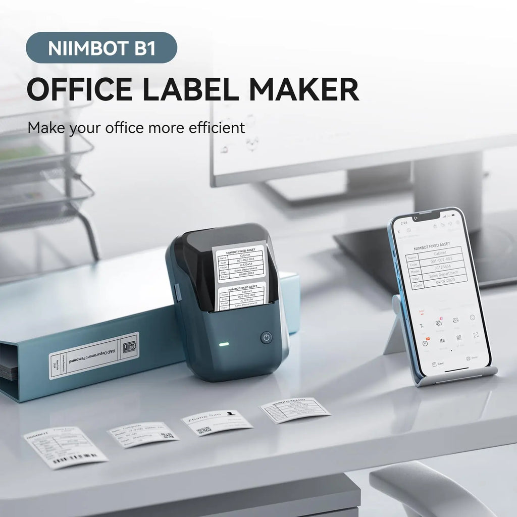Niimbot B1 Label Maker Bluetooth Portable 2 inch Thermal Label Printer with Large Waterproof Tape for Small Business Office Home