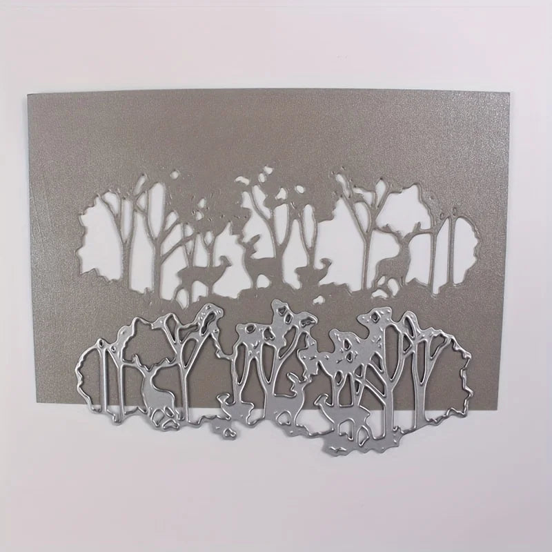 1Pc DIY Forest Deer Herd Leaf Grass Shape Metal Cutting Dies Embossing Stencil