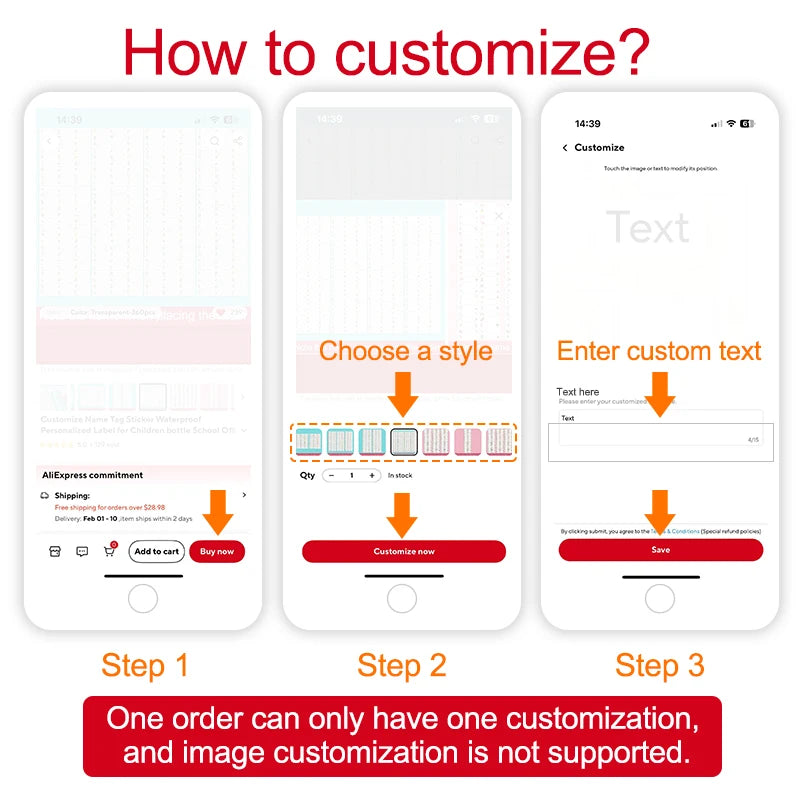 Custom Waterproof Transparent Personalized Multilingual Labels for (Hebrew/English/Spanish)