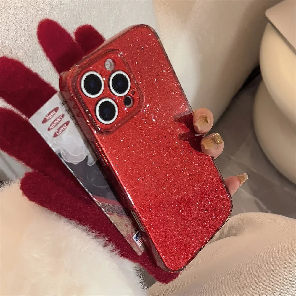 Fashion Glitter Soft Silicone Bling Case for iPhone Red  Ultra Slim Shockproof