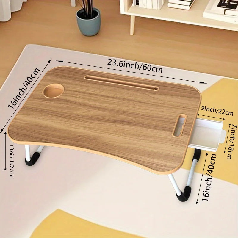 Foldable Table Computer Desk - With Cup Holder and Drawer