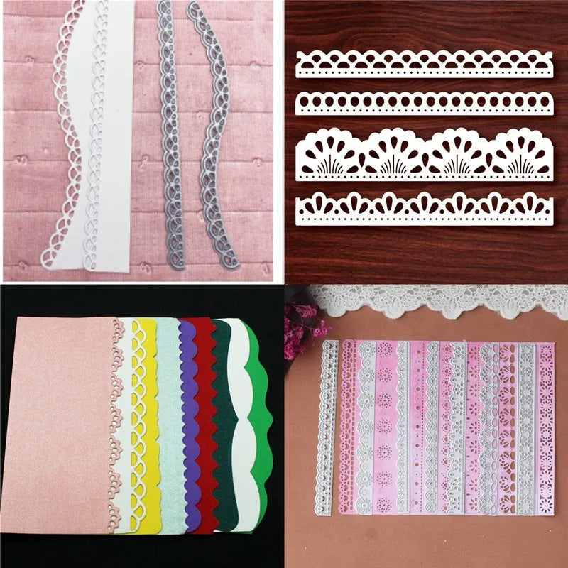 Colorful Lace Wave Metal Cut Dies Stencils for scrapbooking, card making