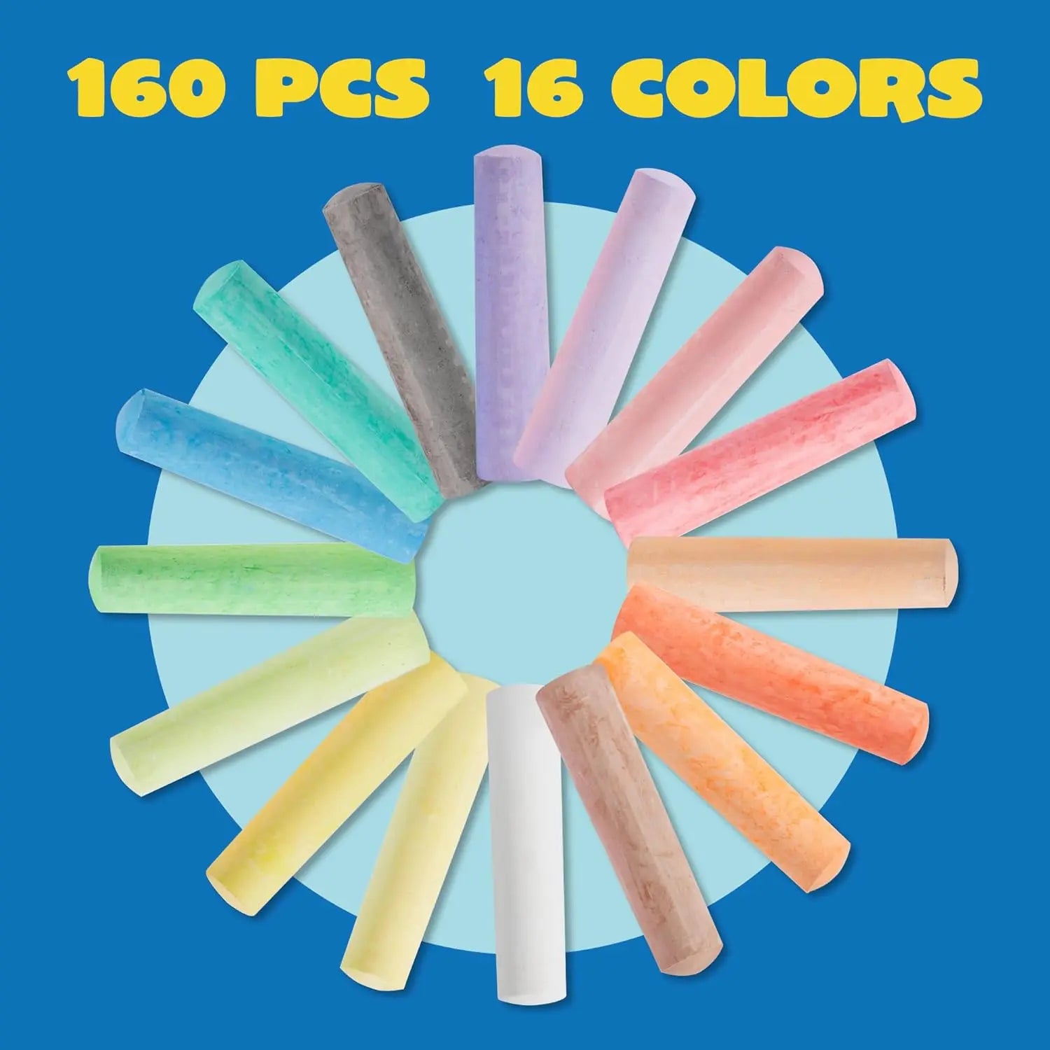 160 PCS Sidewalk Chalks Set Non-Toxic Washable