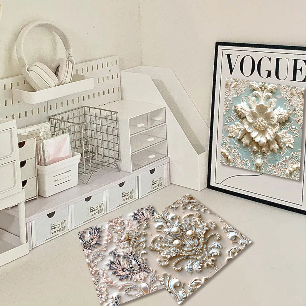 Embossed With Pearl Satin Scrapbook Paper Pad 8 Sheets Art Craft Pattern Paper For Scrapbooking Assorted Festive Designs