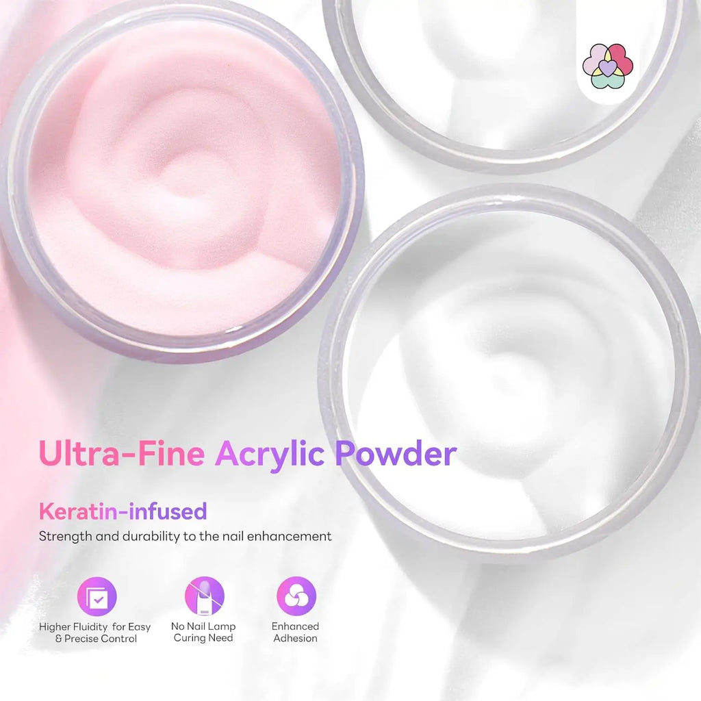 Acrylic Nail Kit ,Clear White Pink 28g Acrylic Powder and 75ml Liquid Set