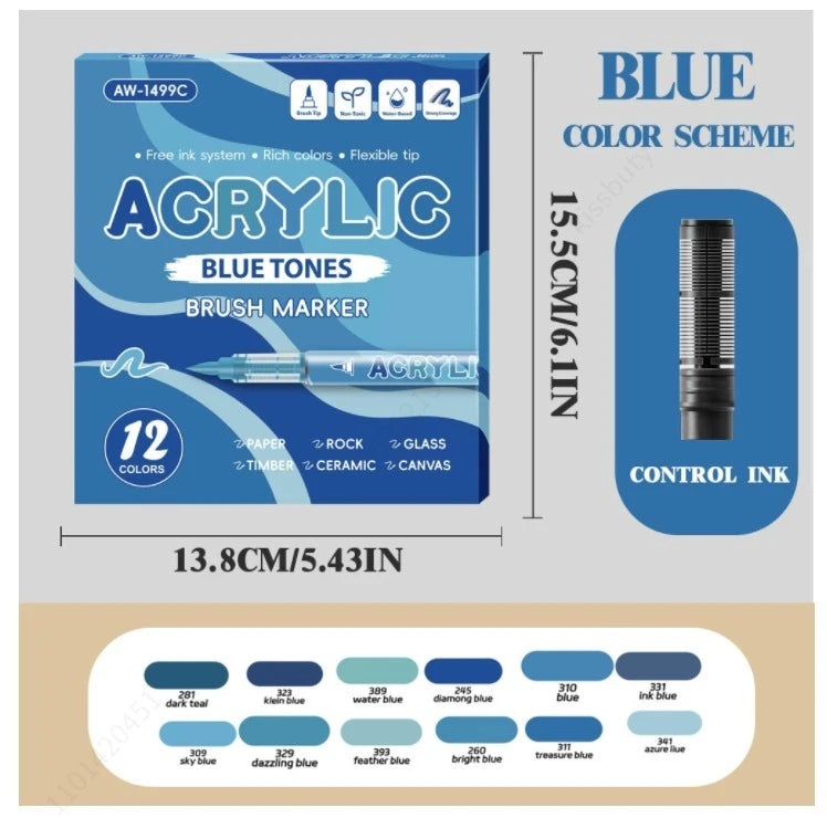 Acrylic Paint Markers, With Direct-Liquid Ink System, Brush Tip,