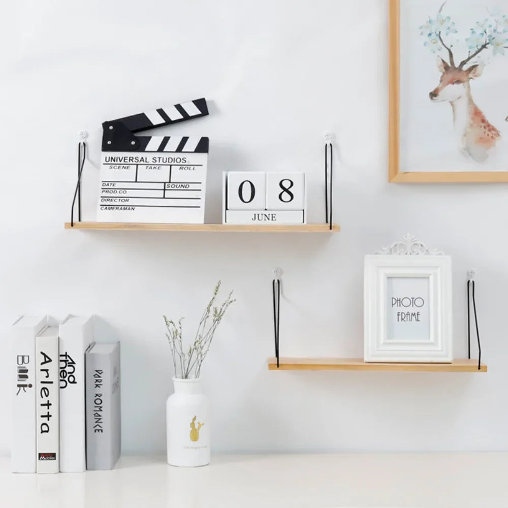 Wooden Iron Wall Shelf  Mounted Storage Rack