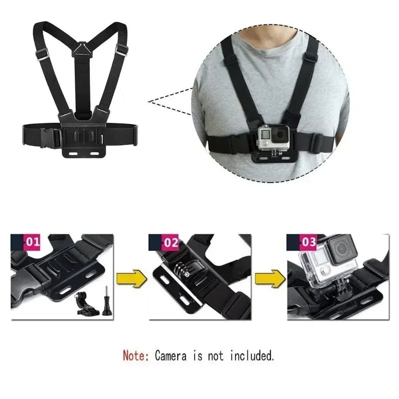 1 PC Adjustable Phone Clip Holder With Chest Strap Fixation Bracket with chest strap