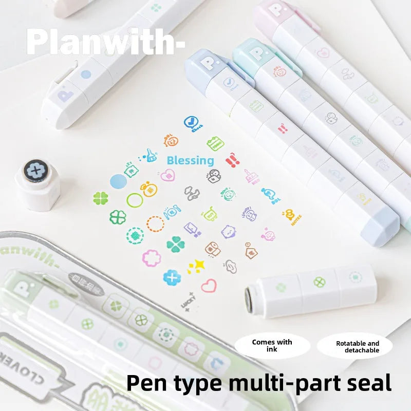 Stamp Set Pen Shape Detachable Ink Stamps