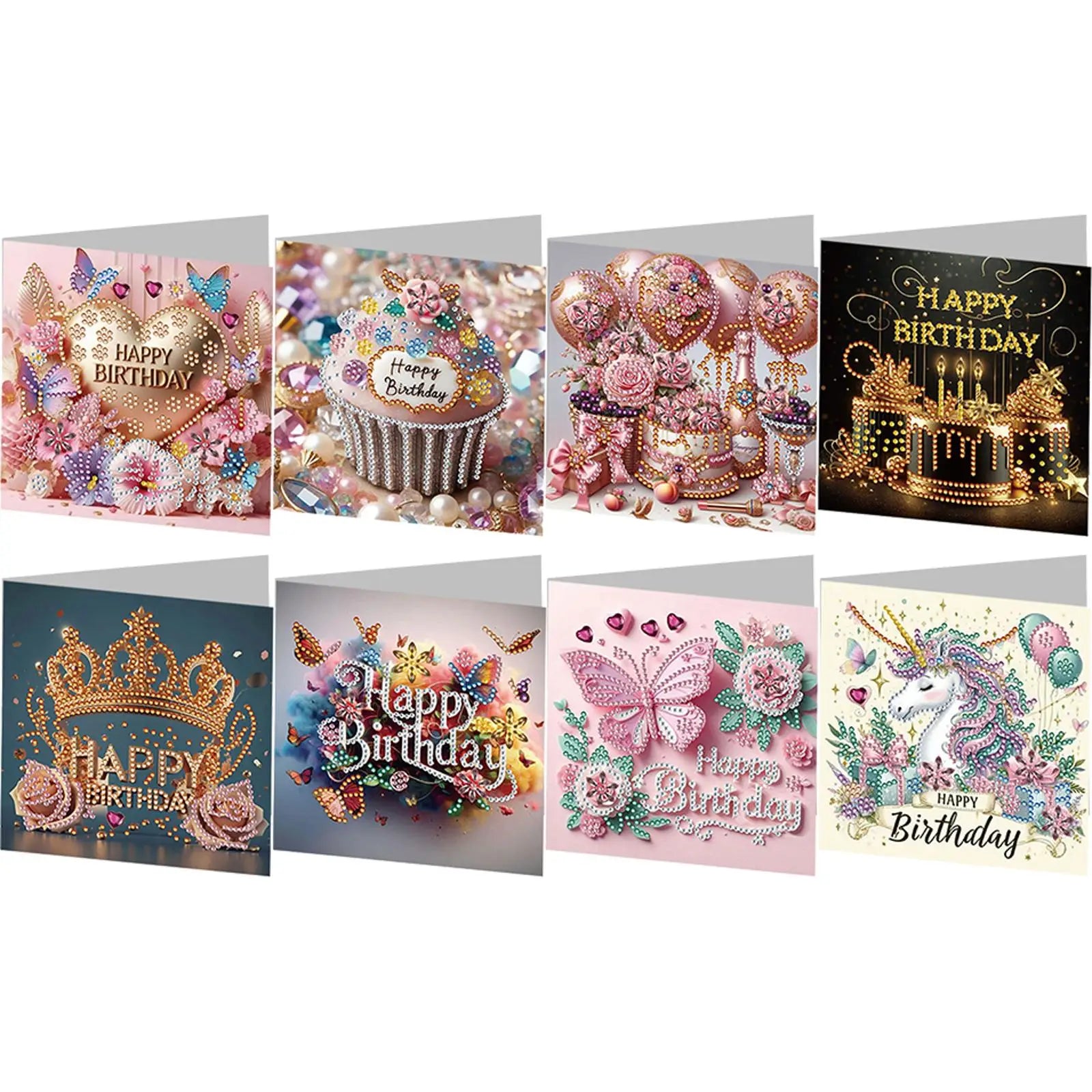 5D Rhinestone Arts Greetings Birthday Card DIY 5D Rhinestone Embroidery Arts Cards Kits Diamond Painting Greeting Thank You Card