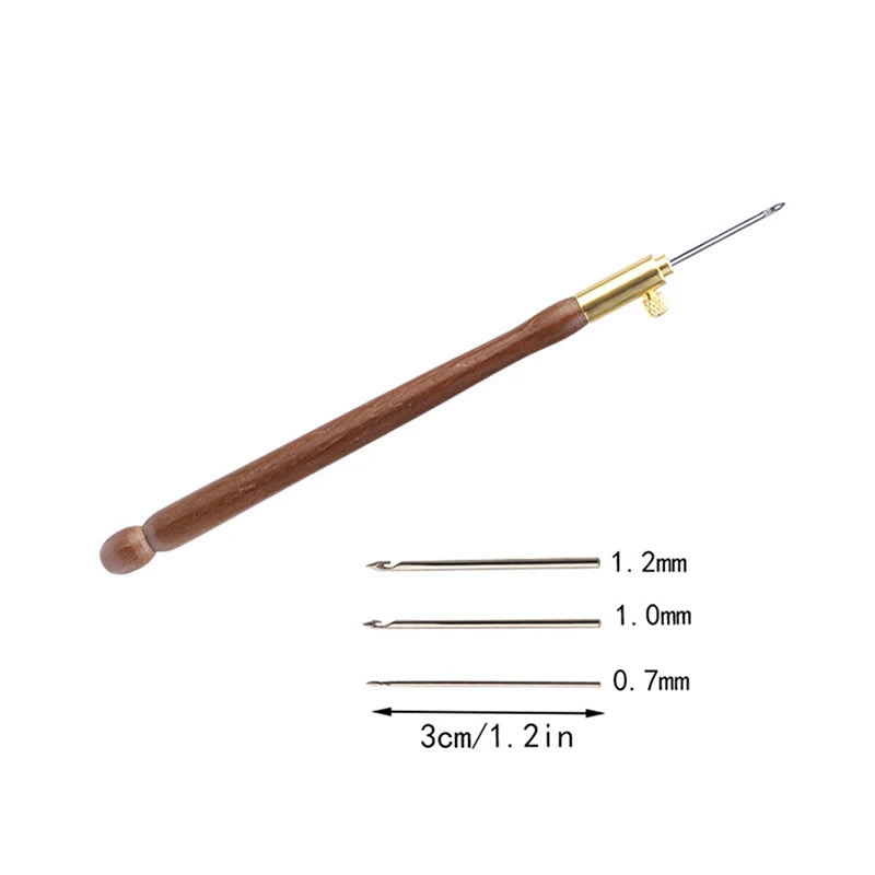 1set Embroidery Tambour Hook With 3 Needles Metal Pen Embroidery needle